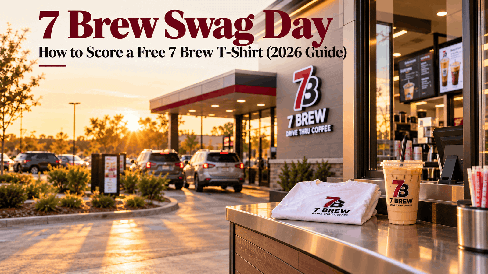 7 Brew Swag Day graphic with a free 7 Brew T-shirt, given with any large drink at a new stand grand opening