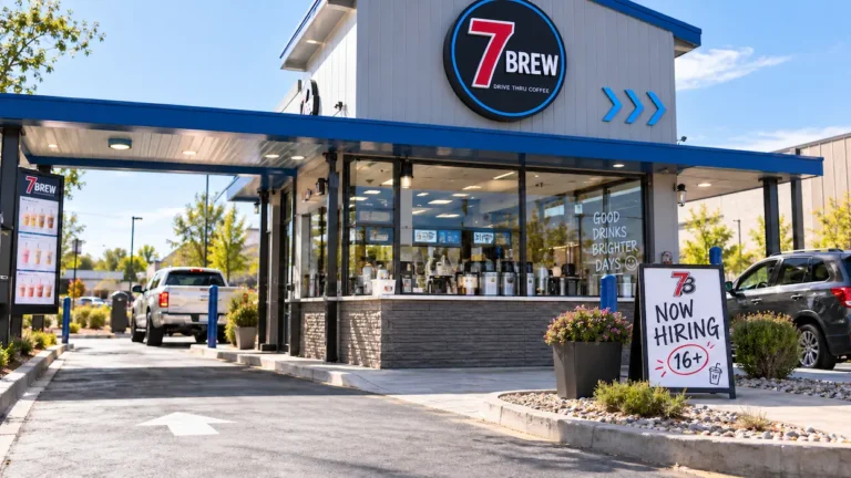 How Old Do You Have to Be to Work at 7 Brew? 2026 Hiring Age Guide 5 How old to work at 7 Brew: a 7 Brew drive-thru coffee stand with a Now Hiring 16+ sign out front